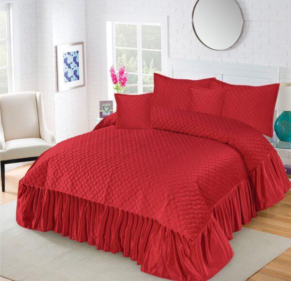 Emboss Velvet Quilted Frilled Luxury Bridal Bedsheet Set - Image 4
