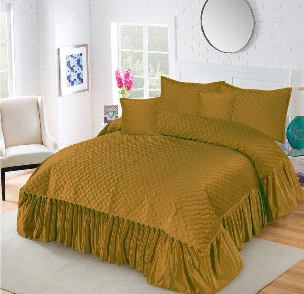 Emboss Velvet Quilted Frilled Luxury Bridal Bedsheet Set - Image 2