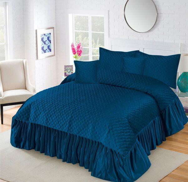 Emboss Velvet Quilted Frilled Luxury Bridal Bedsheet Set