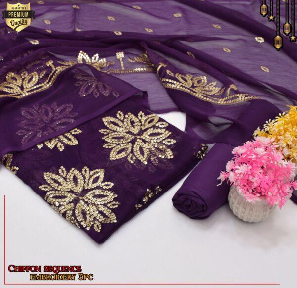 Chiffon Embroidery 3-Piece Suit.