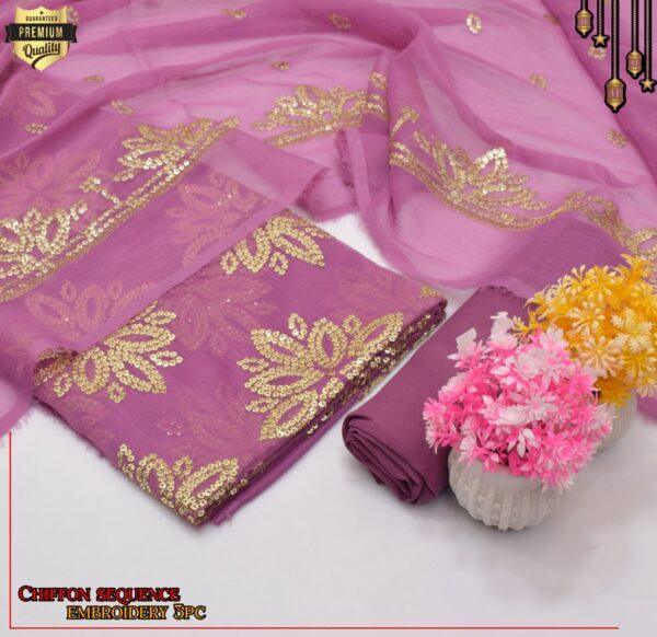 Chiffon Embroidery 3-Piece Suit.